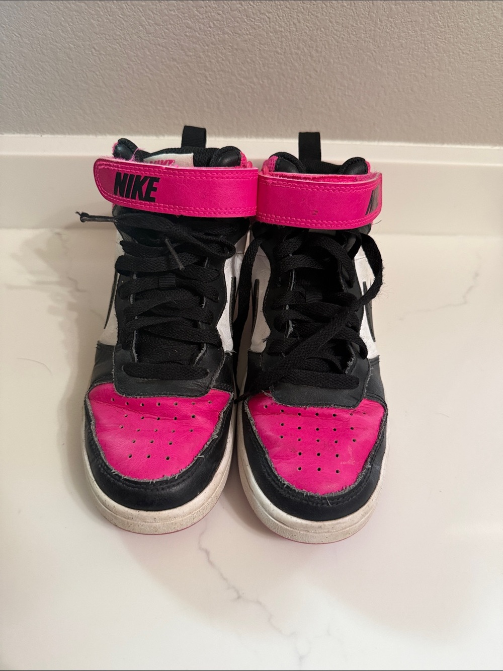 Nike Kids High-Top Sneakers in Hot Pink and Black